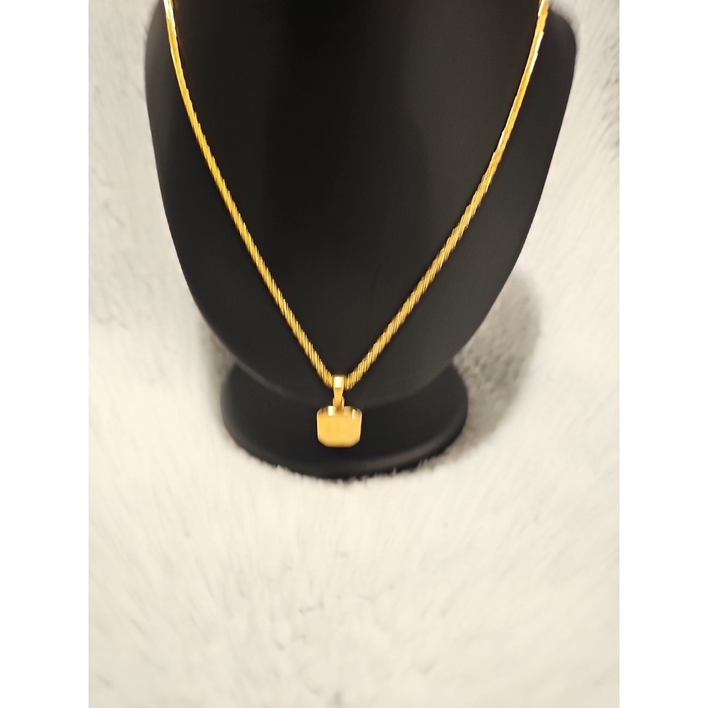 Gold Plated Green Malachite Pendant Necklace with 20 Inch 2mm Gold‎ Rope Chain - Picture 6 of 8